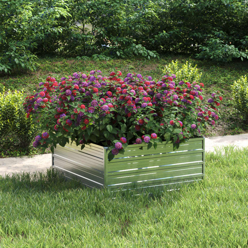 vidaXL Garden Raised Bed 100x100x45 cm Galvanized Steel Silver