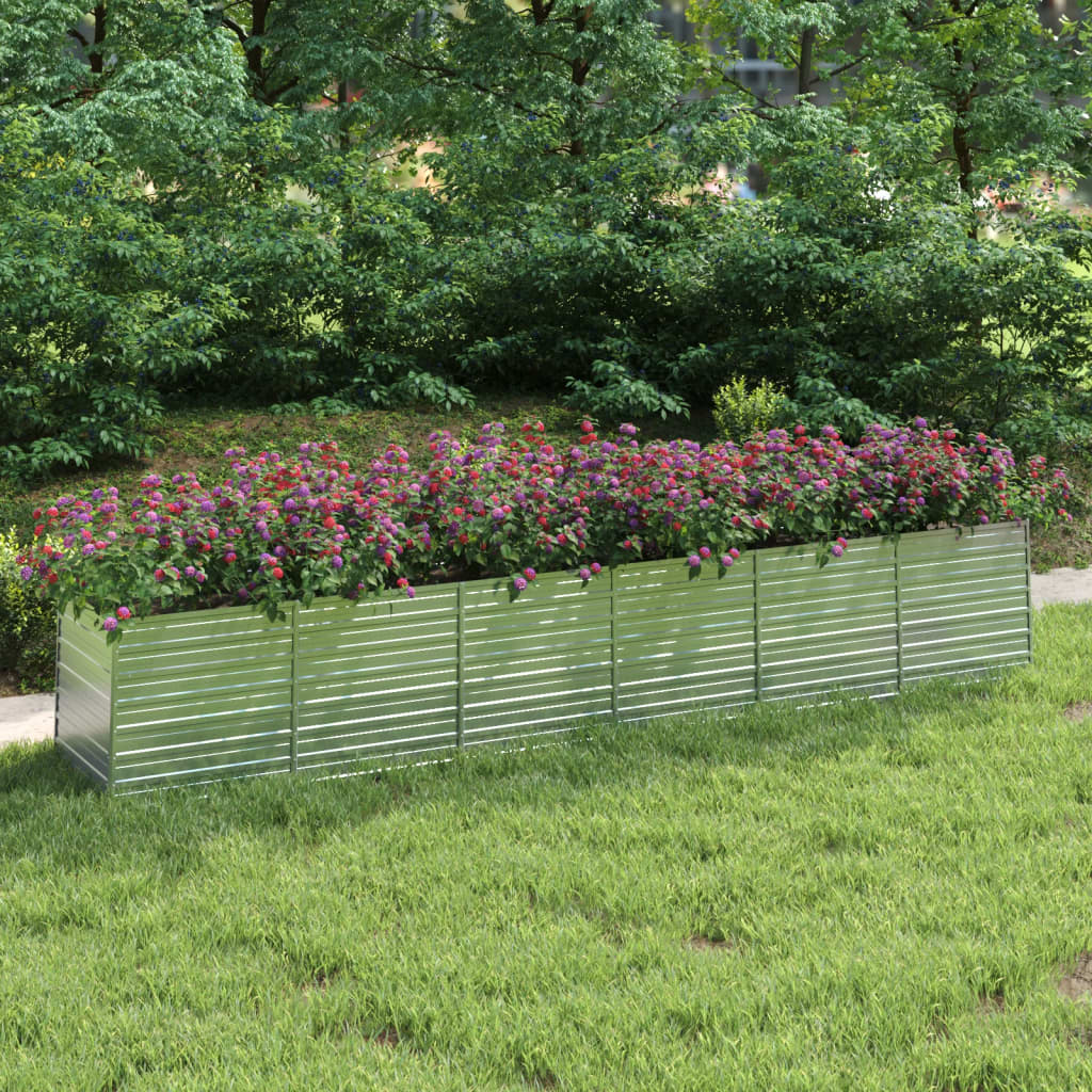 vidaXL Garden Raised Bed 480x80x77 cm Galvanized Steel Silver