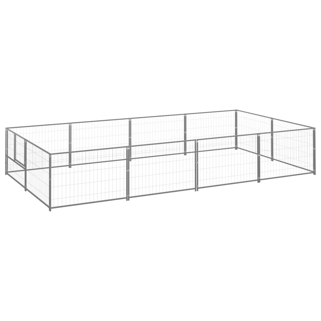 vidaXL Dog Kennel Silver 8 må_ Steel