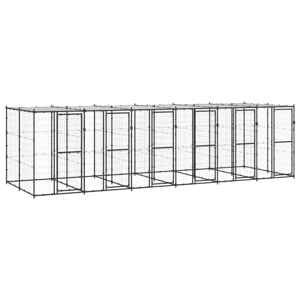 vidaXL Outdoor Dog Kennel Steel with Roof 14.52 må_