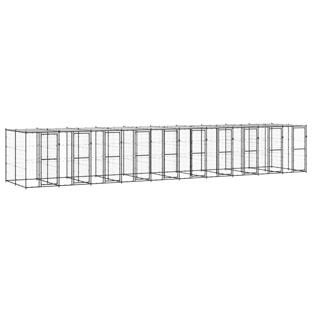 vidaXL Outdoor Dog Kennel Steel with Roof 24.2 må_