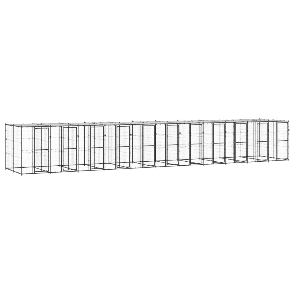 vidaXL Outdoor Dog Kennel Steel with Roof 26.62 må_