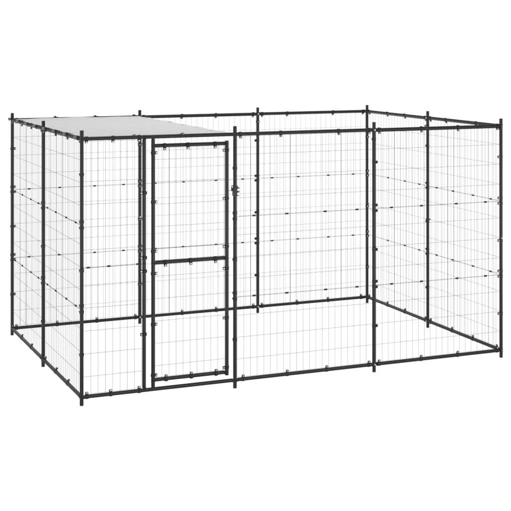 vidaXL Outdoor Dog Kennel Steel with Roof 7.26 må_