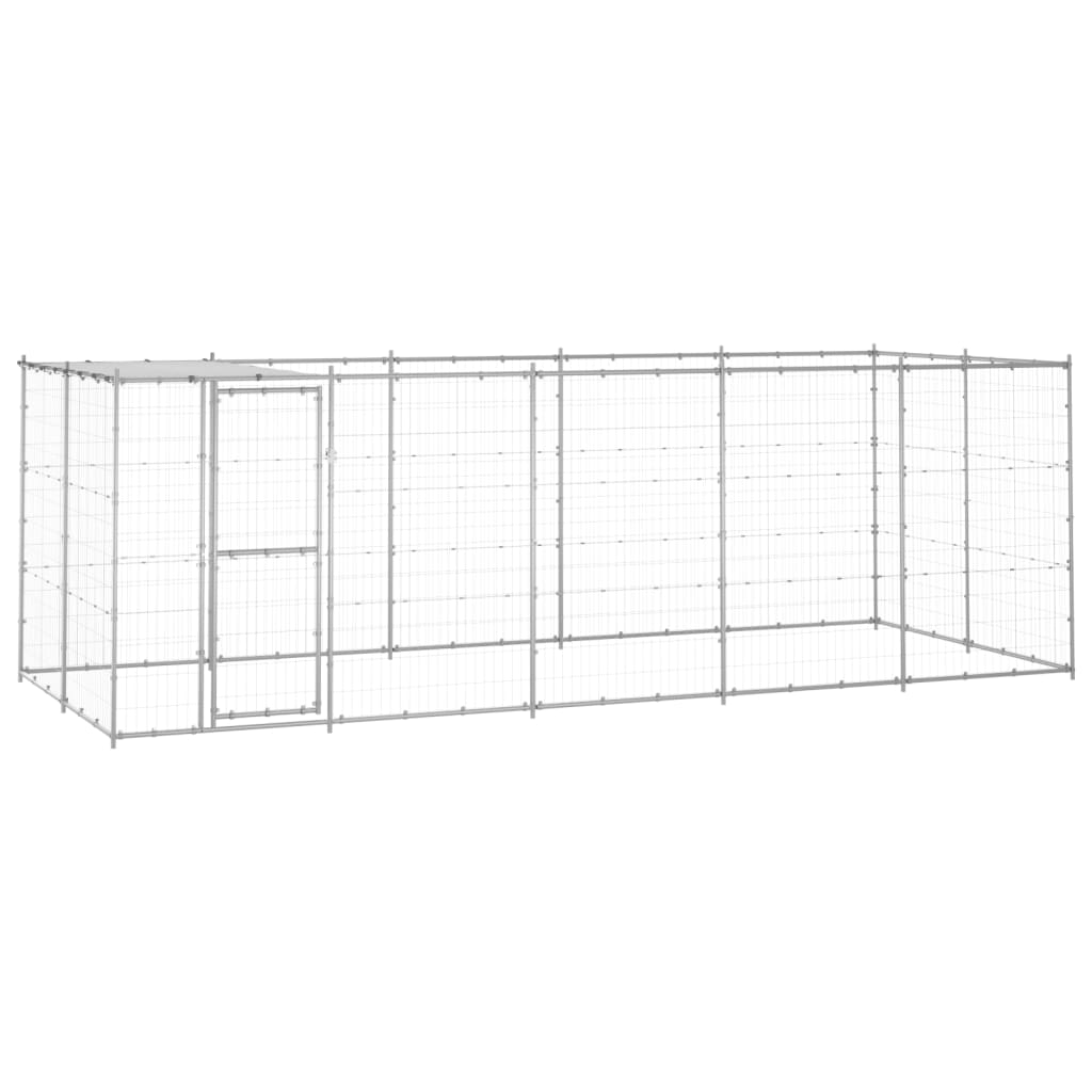 vidaXL Outdoor Dog Kennel Galvanised Steel with Roof 12.1 må_