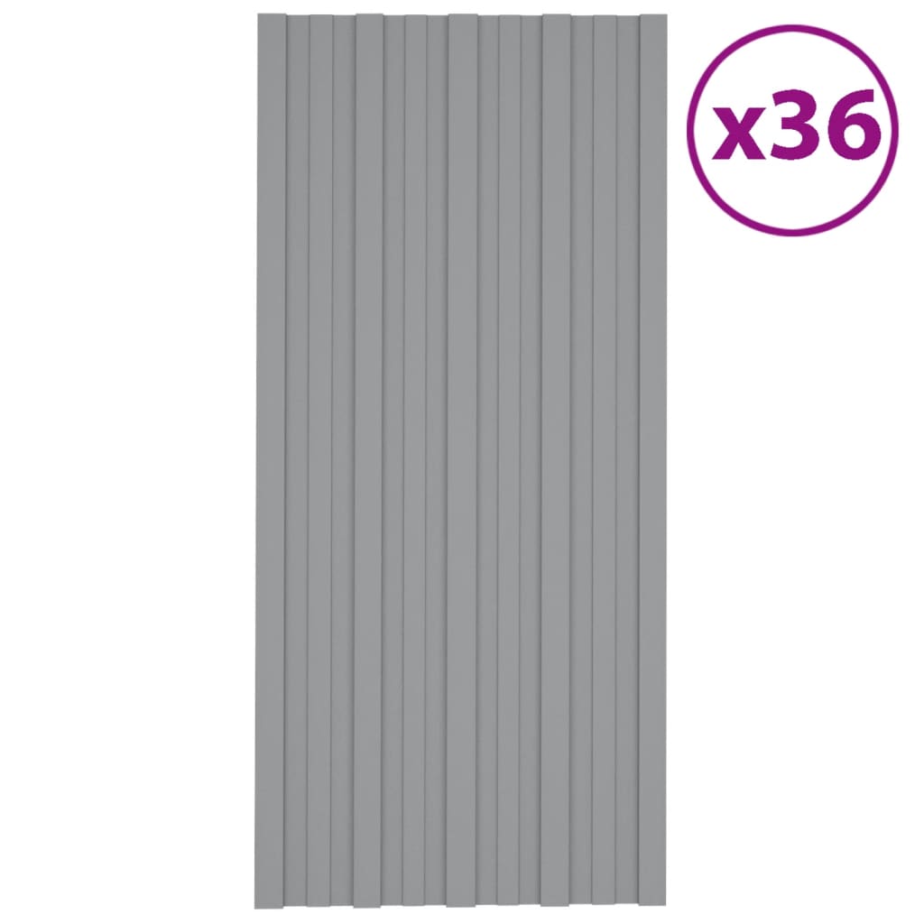 vidaXL Roof Panels 36 pcs Galvanised Steel Grey 100x45 cm