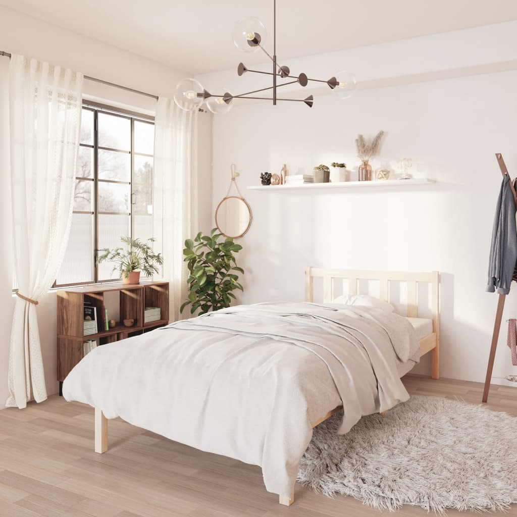 vidaXL Bed Frame Solid Wood Pine 75x190 cm Small Single