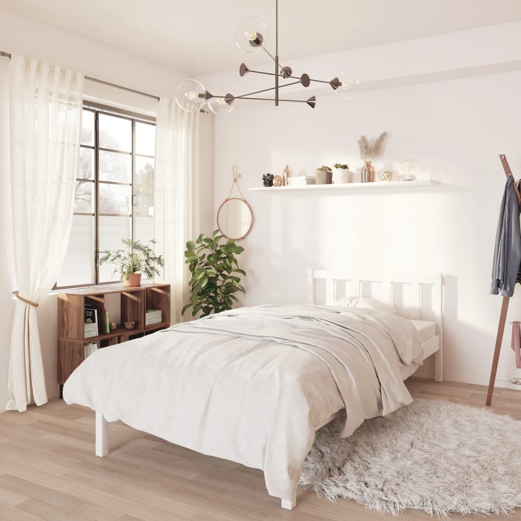 vidaXL Bed Frame White Solid Pinewood 90x200 cm