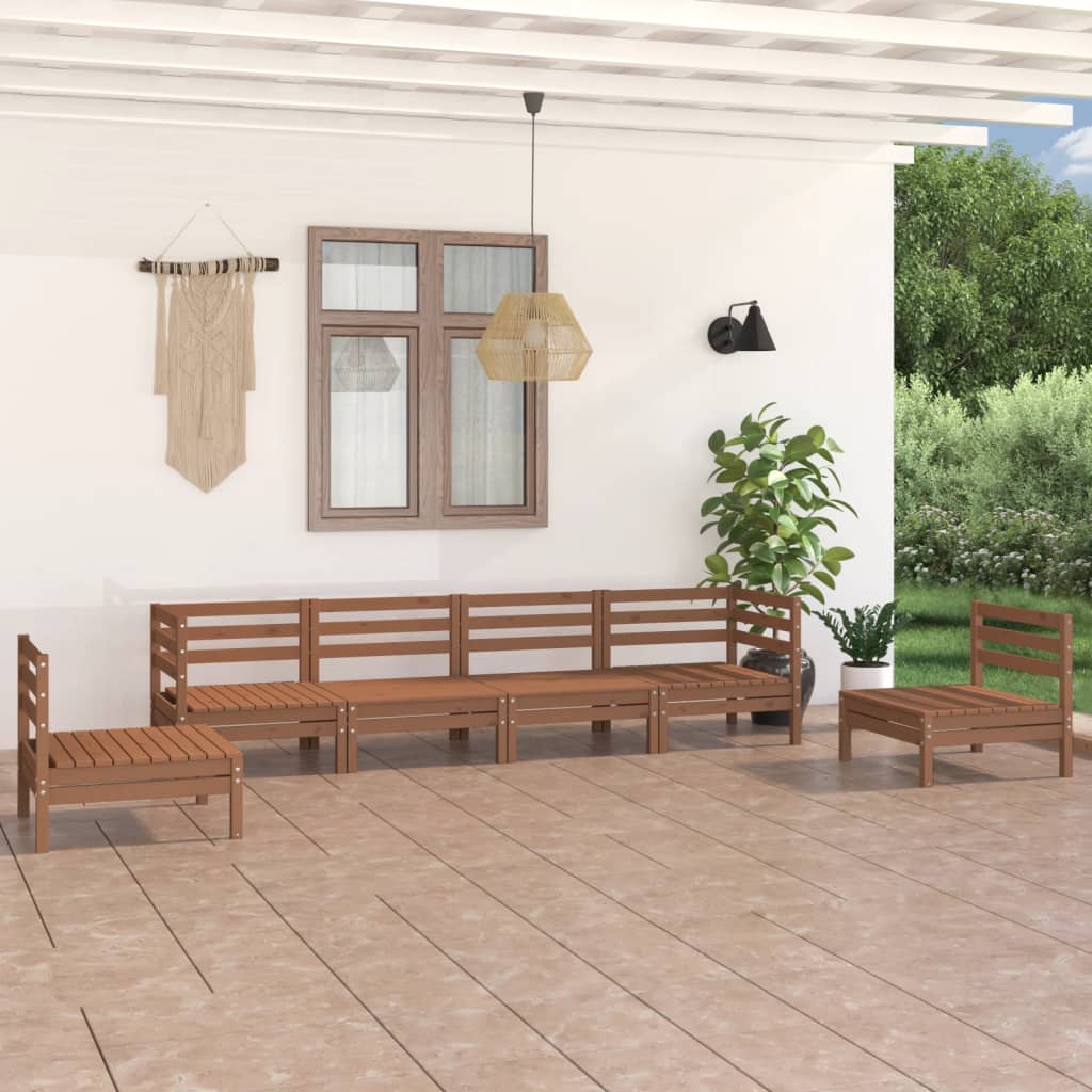 vidaXL 6 Piece Garden Lounge Set Honey Brown Solid Pinewood