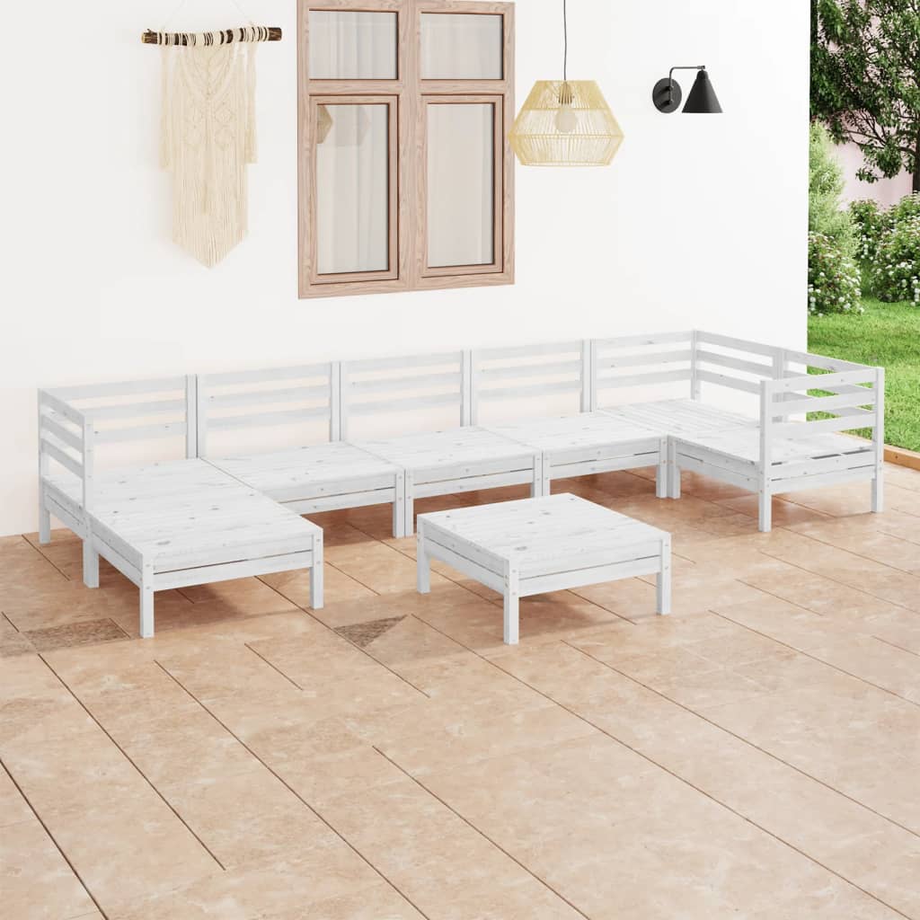 vidaXL 8 Piece Garden Lounge Set Solid Wood Pine White