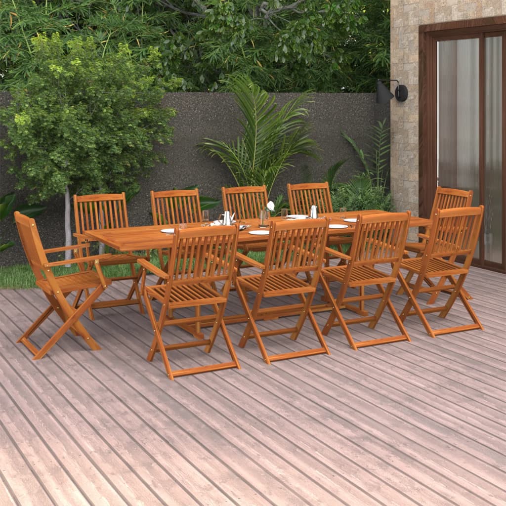 vidaXL 11 Piece Garden Dining Set Solid Acacia Wood