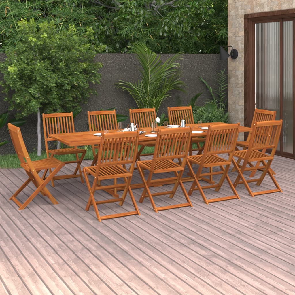 vidaXL 11 Piece Garden Dining Set Solid Acacia Wood