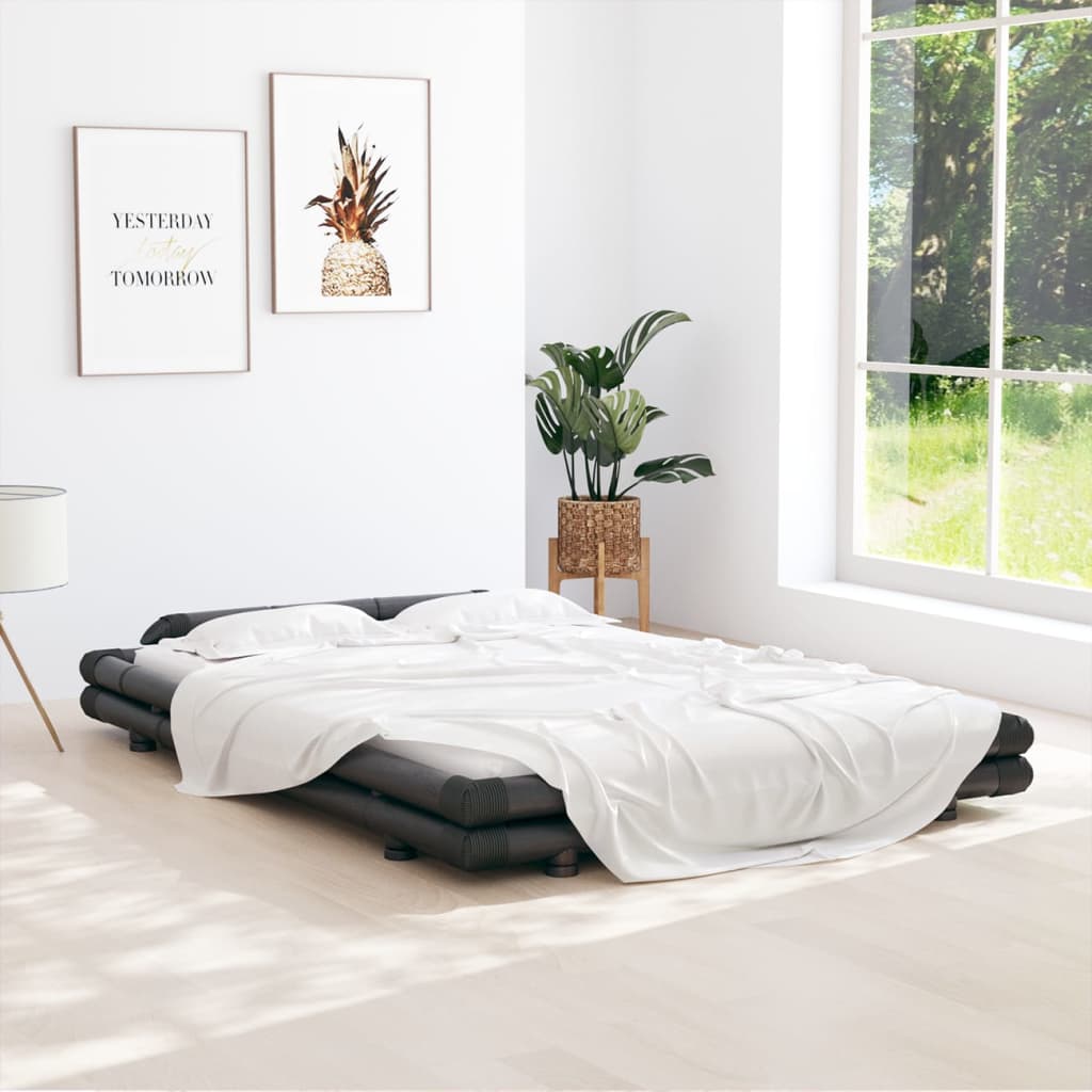 vidaXL Bed Frame Dark Brown Bamboo 140x200 cm