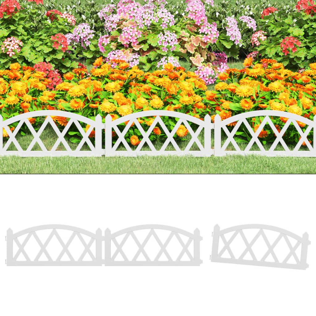 vidaXL Lawn Edgings 17 pcs White 10 m PP