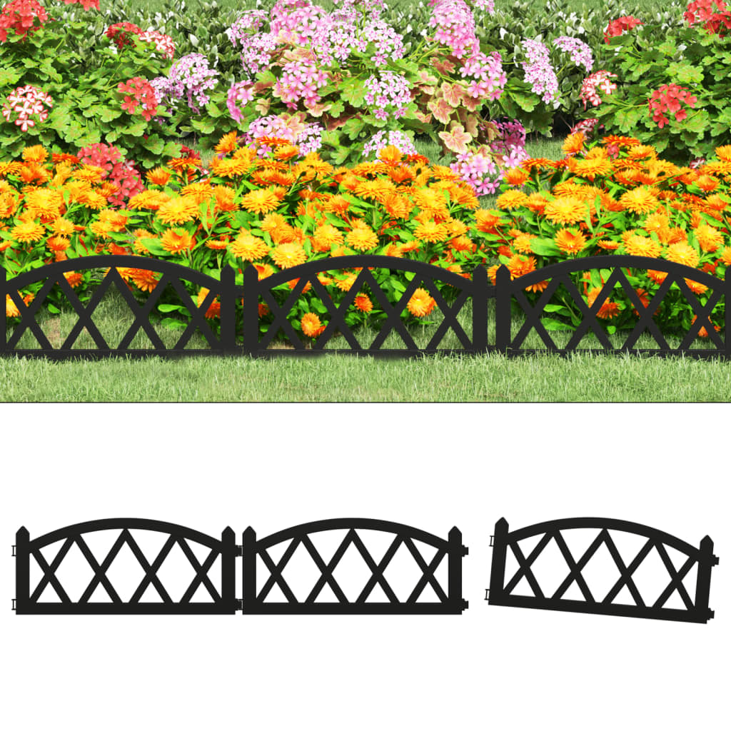 vidaXL Lawn Edgings 17 pcs Black 10 m PP