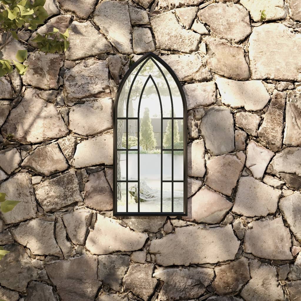 vidaXL Garden Mirror Black 70x30 cm Iron for Outdoor Use