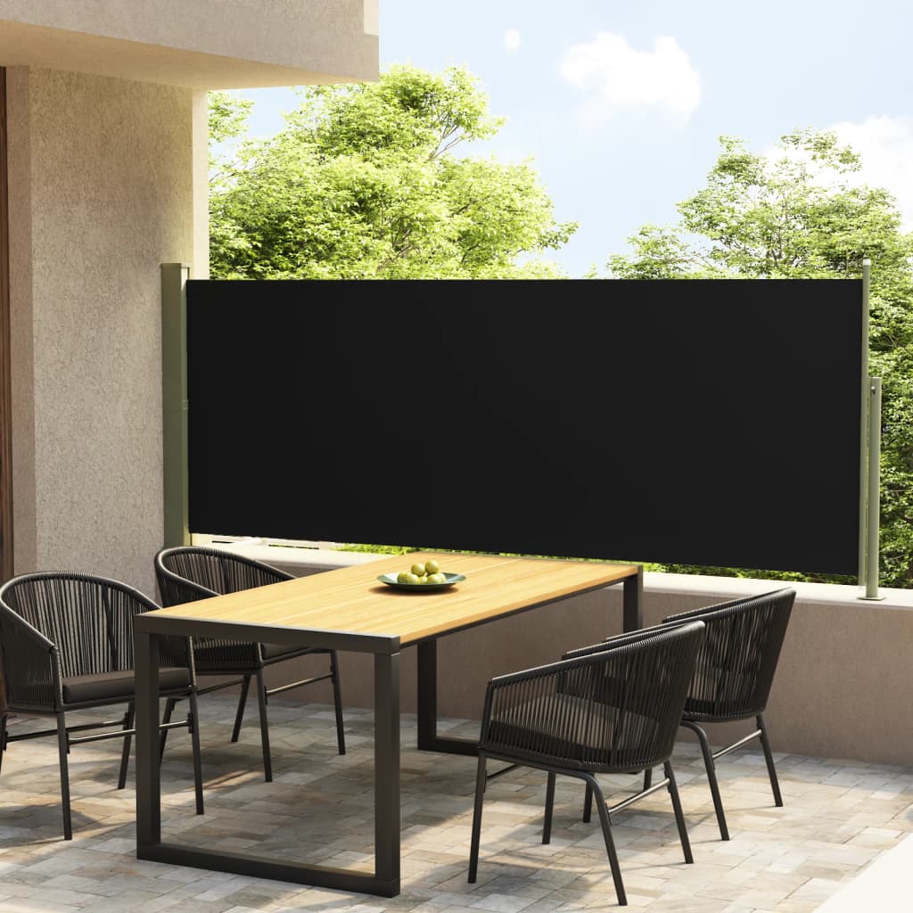 vidaXL Patio Retractable Side Awning 117x300 cm Black