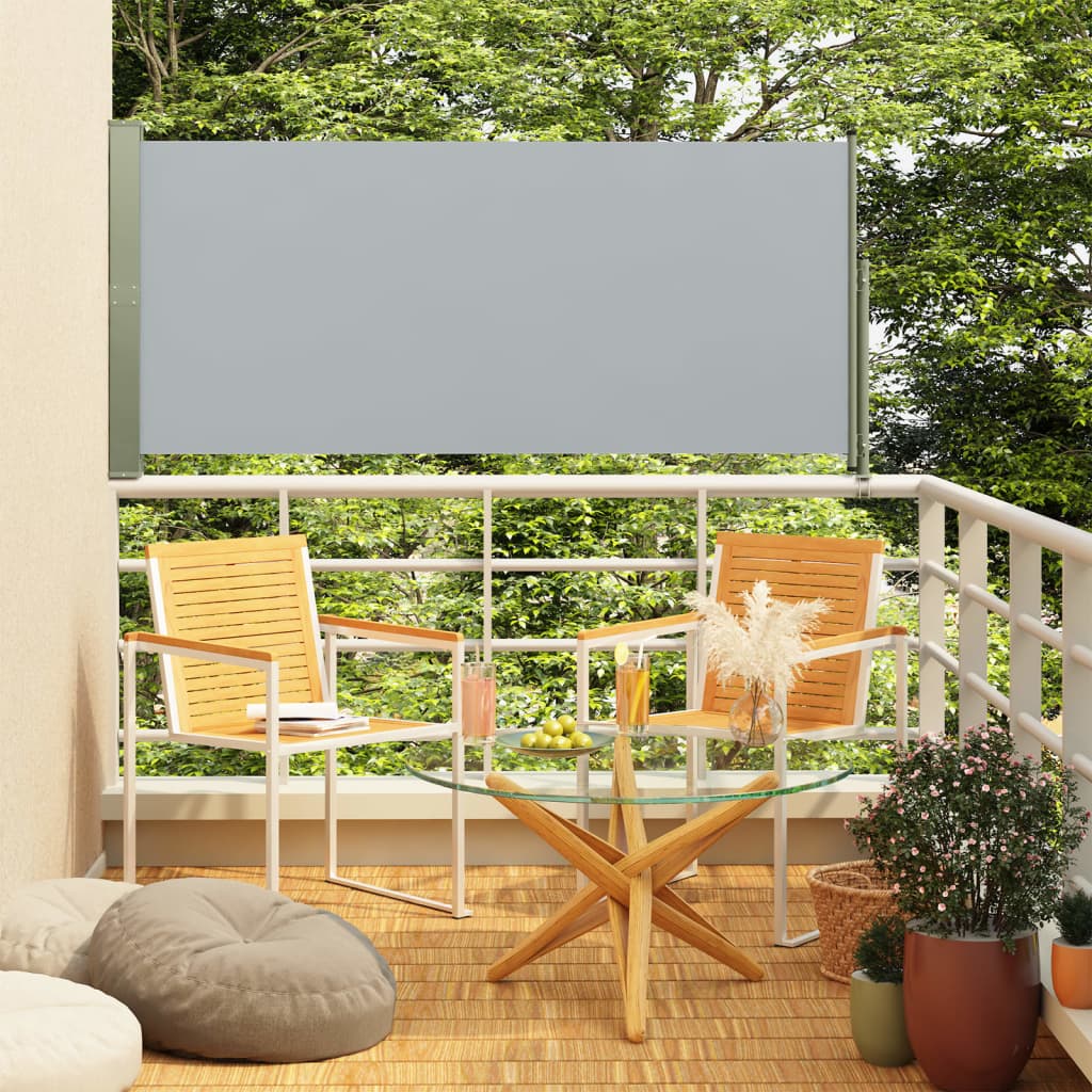 vidaXL Patio Retractable Side Awning 160x300 cm Grey