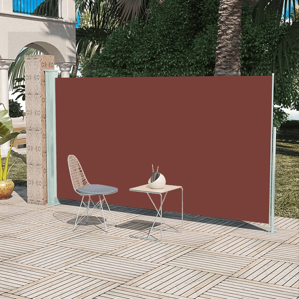 vidaXL Patio Retractable Side Awning 160x300 cm Brown