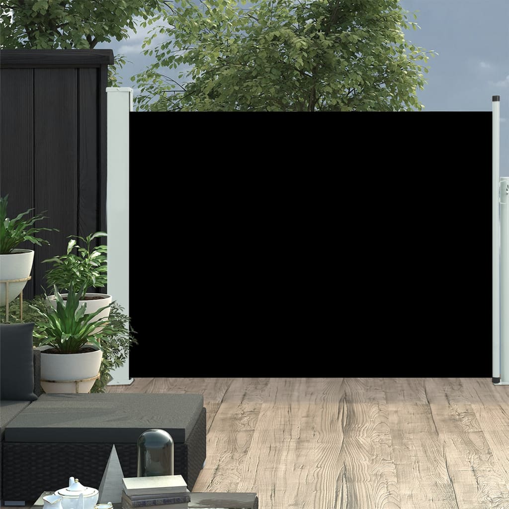 vidaXL Patio Retractable Side Awning 117x500 cm Black