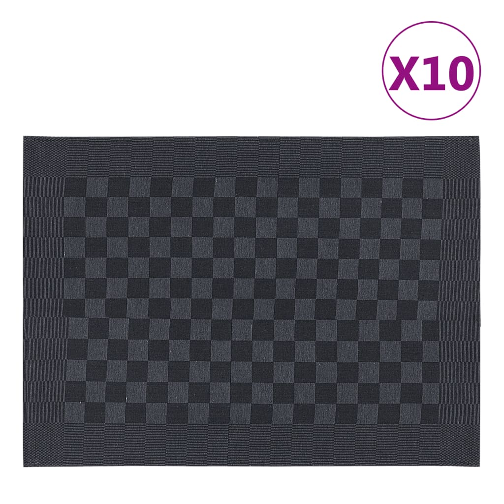 vidaXL Kitchen Towels 10 pcs Black and Grey 50x70 cm Cotton