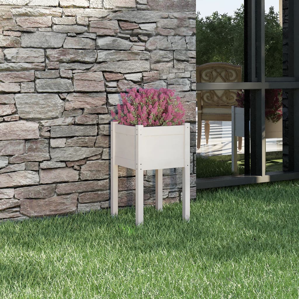 vidaXL Garden Planter White 40x40x70 cm Solid Pinewood
