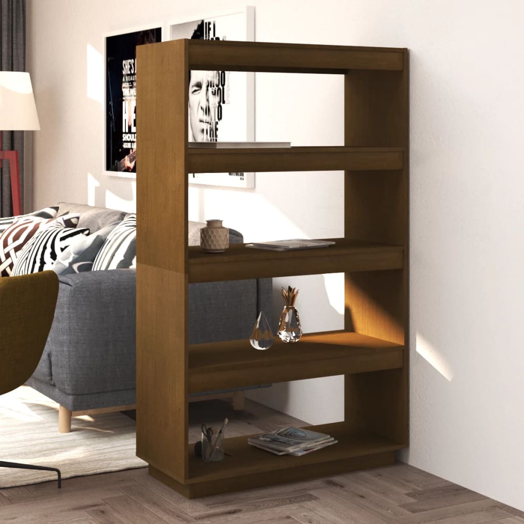 vidaXL Book Cabinet/Room Divider Honey Brown 80x35x135 cm Solid Pinewood