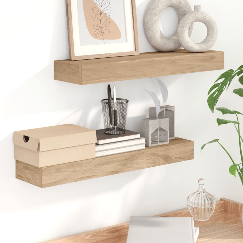 vidaXL Wall Shelves 2 pcs 60x15x6 cm Solid Wood Teak