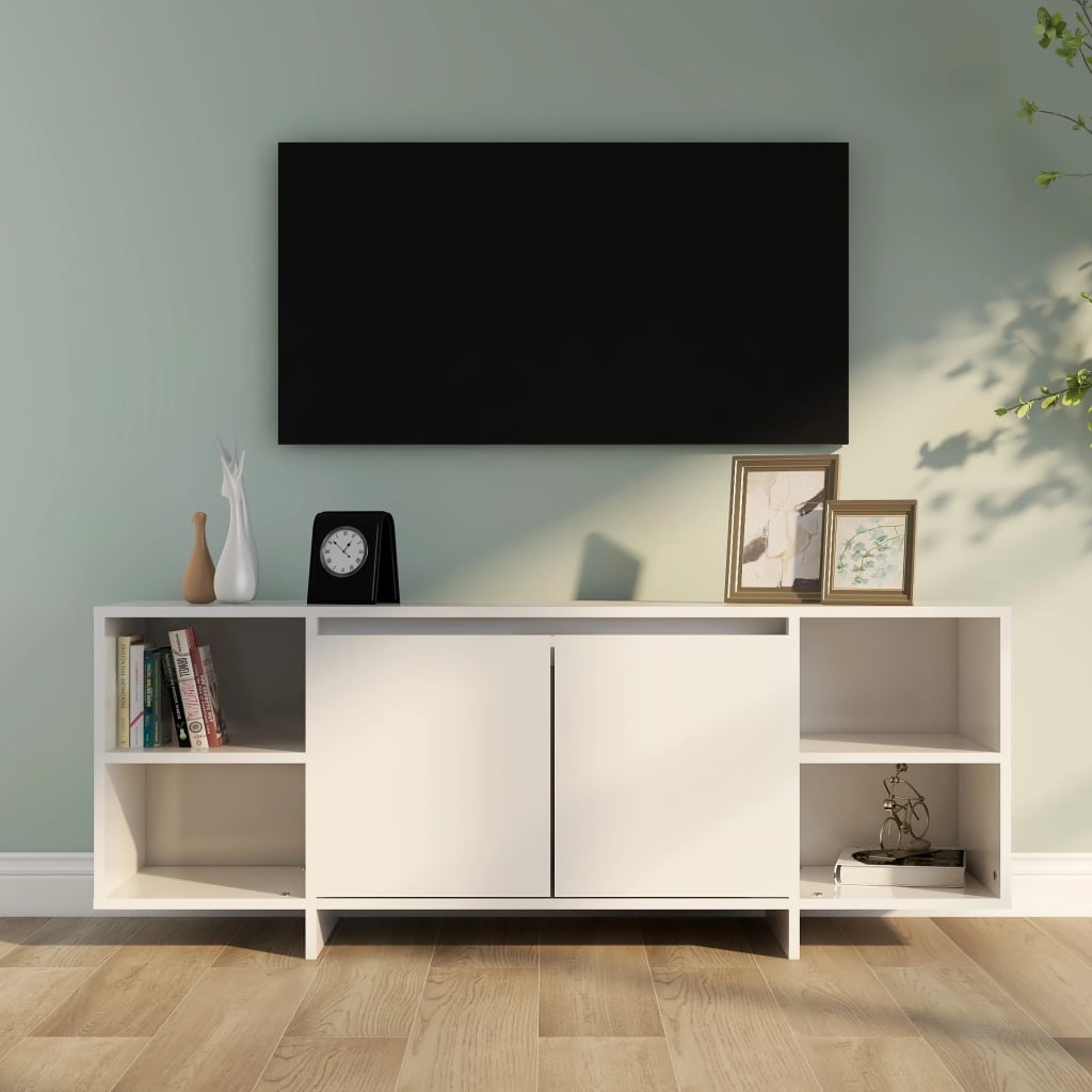 vidaXL TV Cabinet High Gloss White 130x35x50 cm Engineered Wood