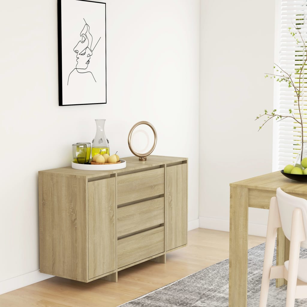 vidaXL Sideboard with 3 Drawers Sonoma Oak 120x41x75 cm Engineered Wood