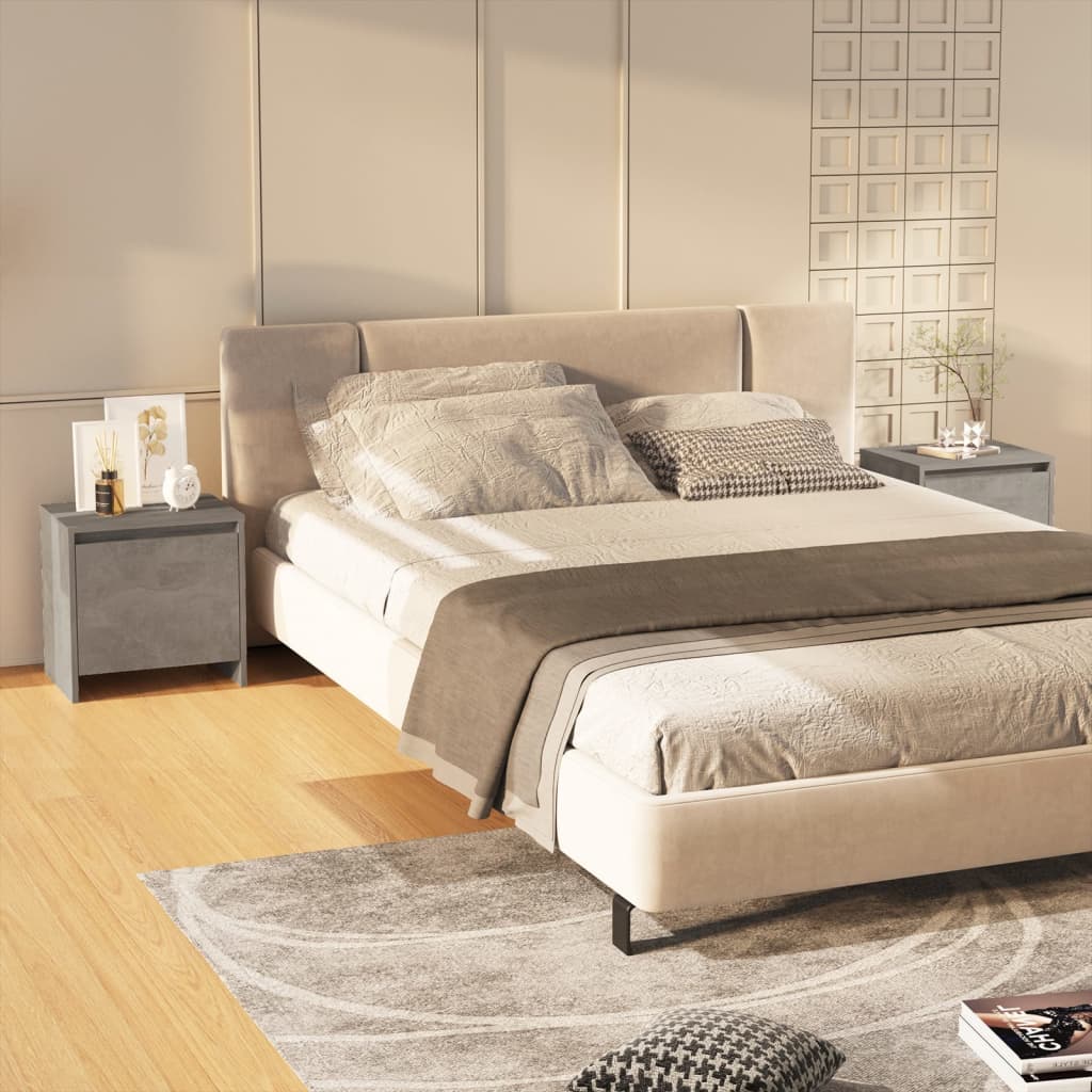 vidaXL Bedside Cabinets 2 pcs Concrete Grey 45x34x44.5 cm Engineered Wood