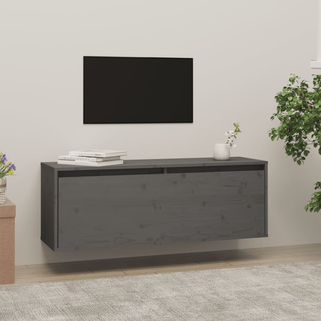 vidaXL Wall Cabinet Grey 100x30x35 cm Solid Wood Pine