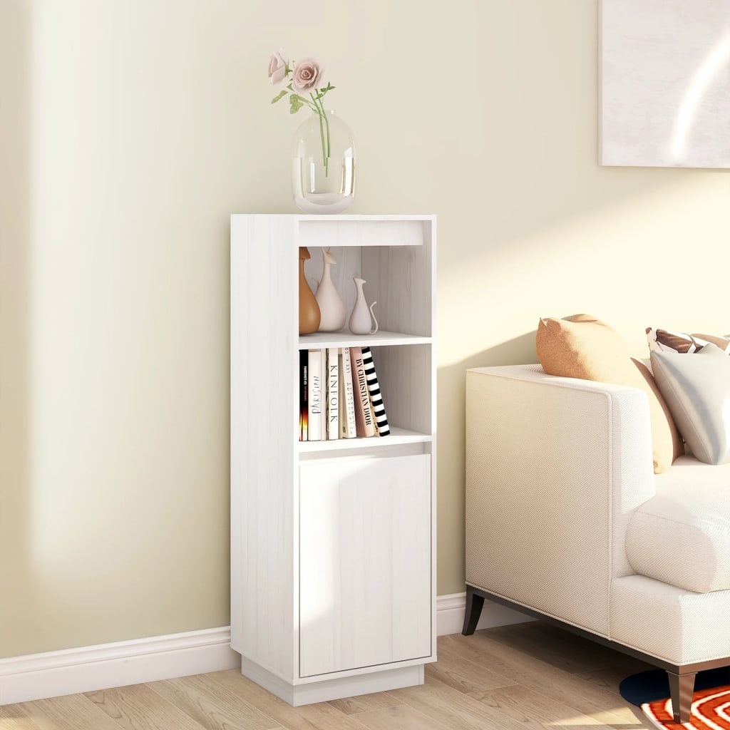 vidaXL Highboard White 37x34x110 cm Solid Wood Pine