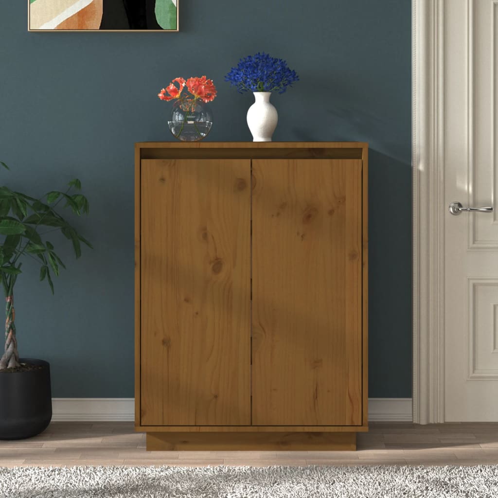 vidaXL Shoe Cabinet Honey Brown 60x35x80 cm Solid Wood Pine