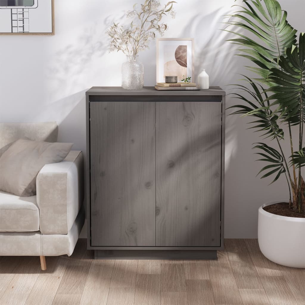 vidaXL Sideboard Grey 60x34x75 cm Solid Wood Pine