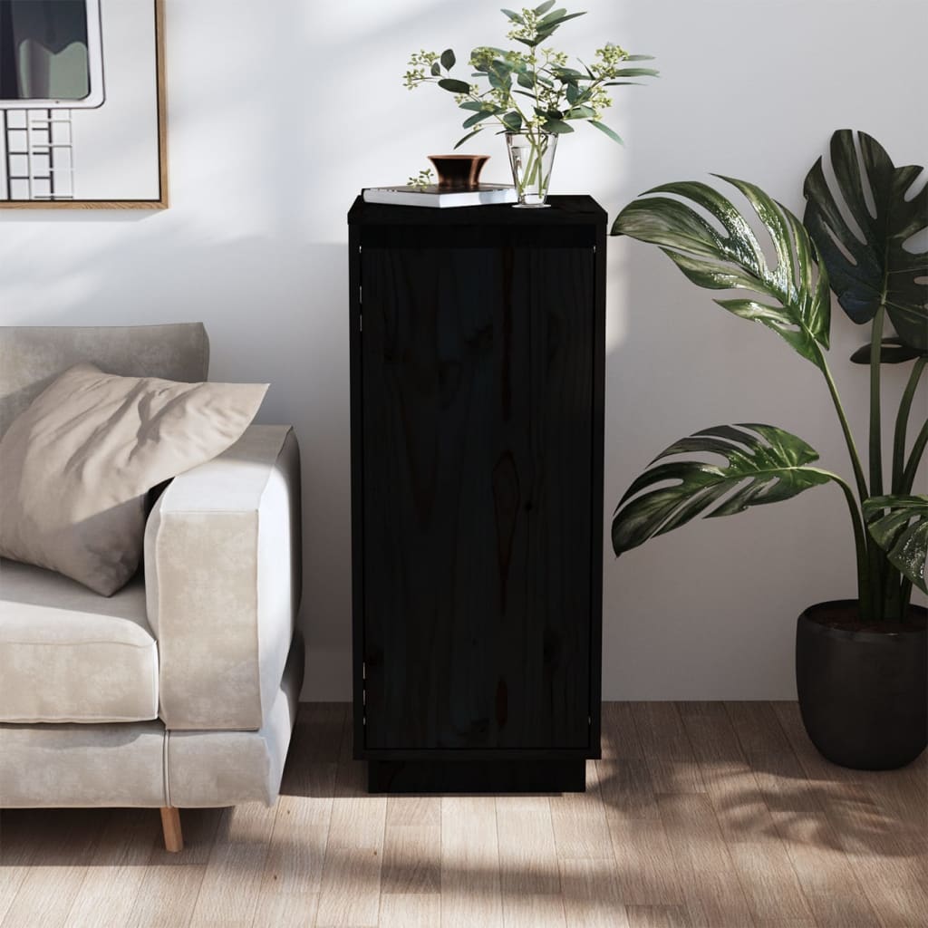 vidaXL Sideboard Black 31.5x34x75 cm Solid Wood Pine