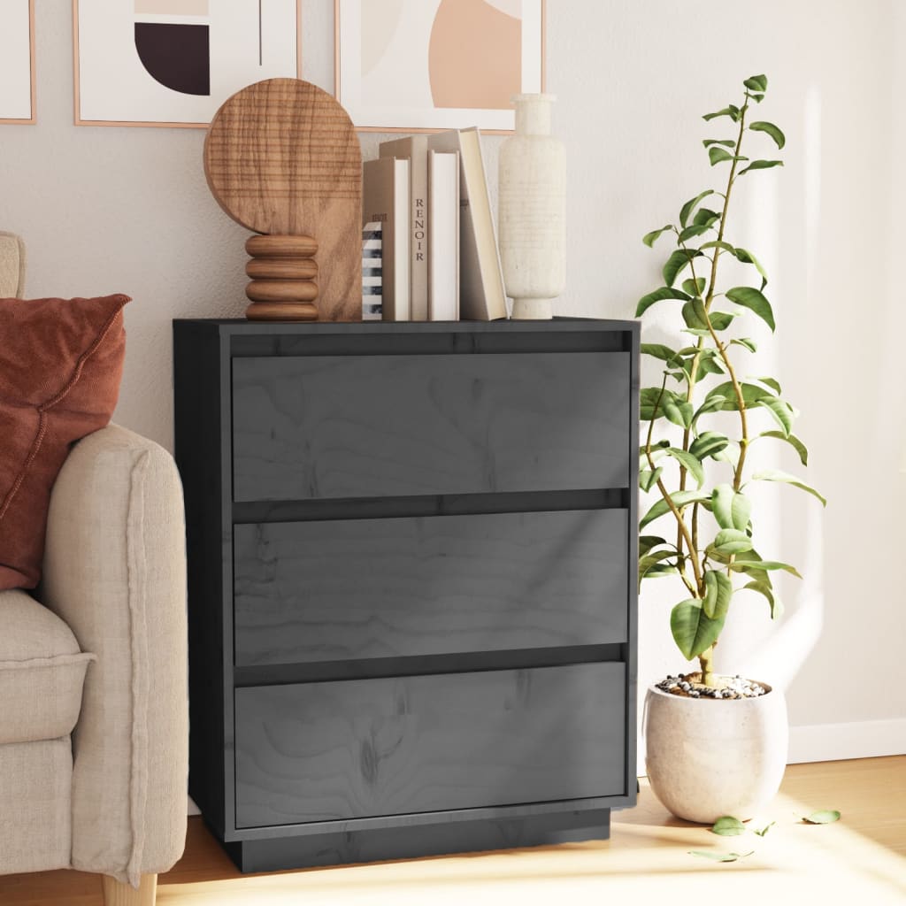 vidaXL Sideboard Grey 60x34x75 cm Solid Wood Pine