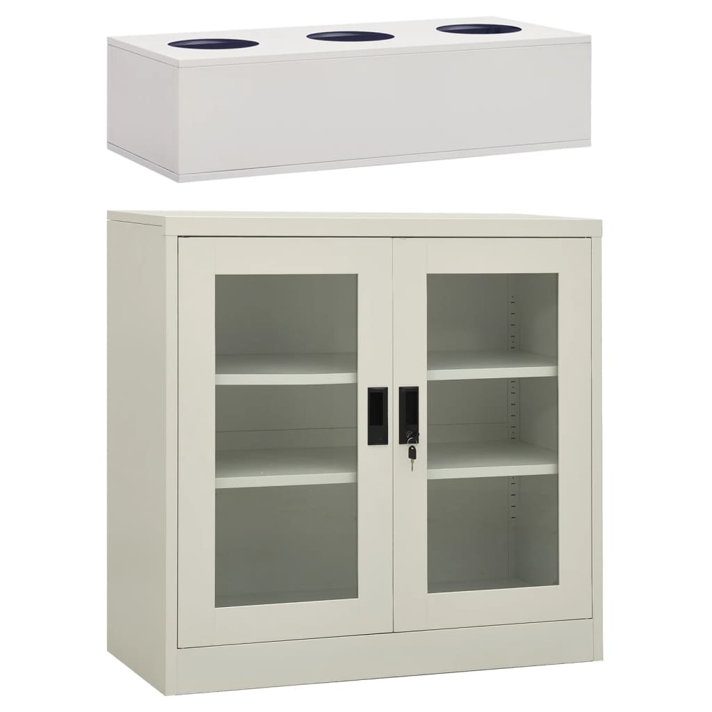 vidaXL Office Cabinet with Planter Box Light Grey 90x40x113 cm Steel