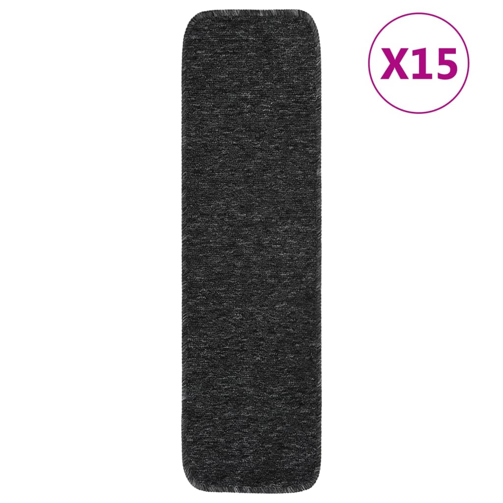 vidaXL Anti Slip Stair Mats 15 pcs 75x20 cm Anthracite Rectangular