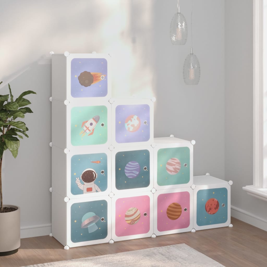 vidaXL Cube Storage Cabinet for Kids with 10 Cubes White PP