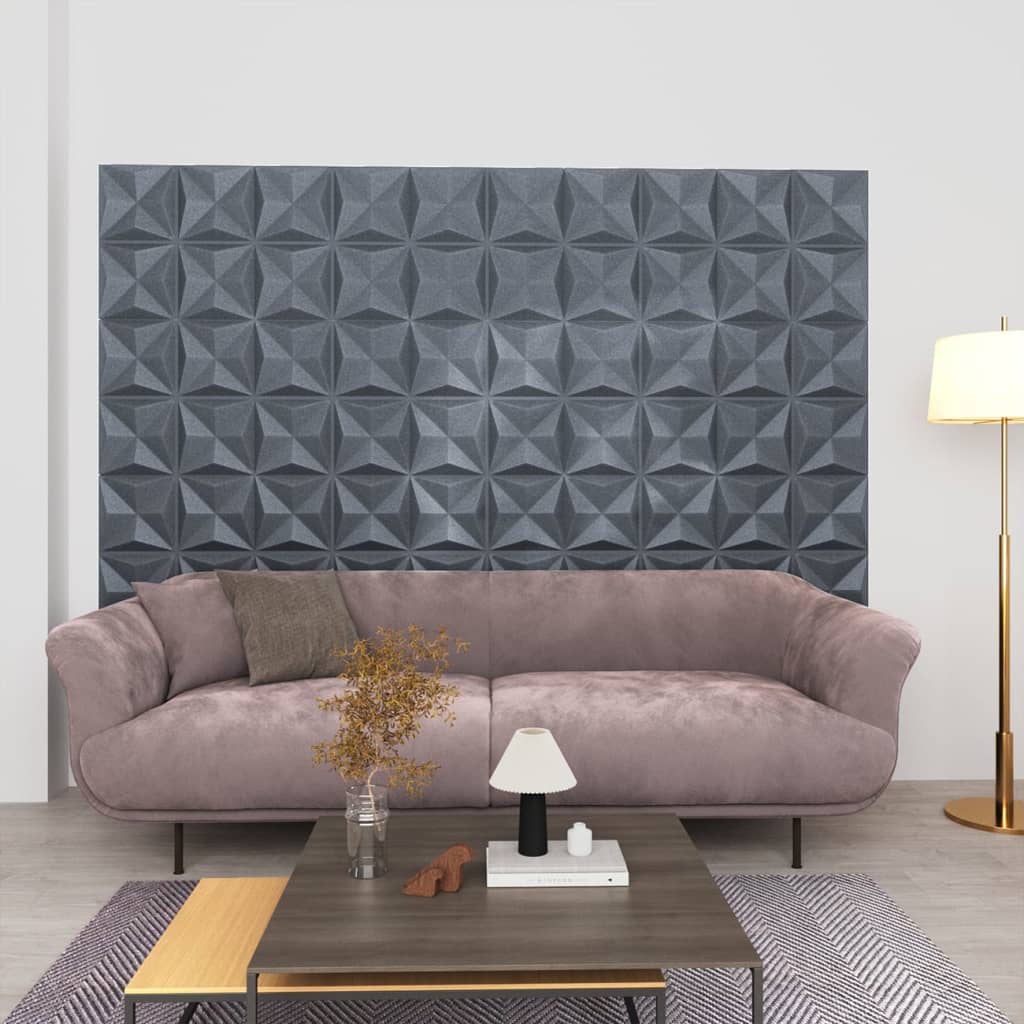 vidaXL 3D Wall Panels 48 pcs 50x50 cm Origami Grey 12 må_