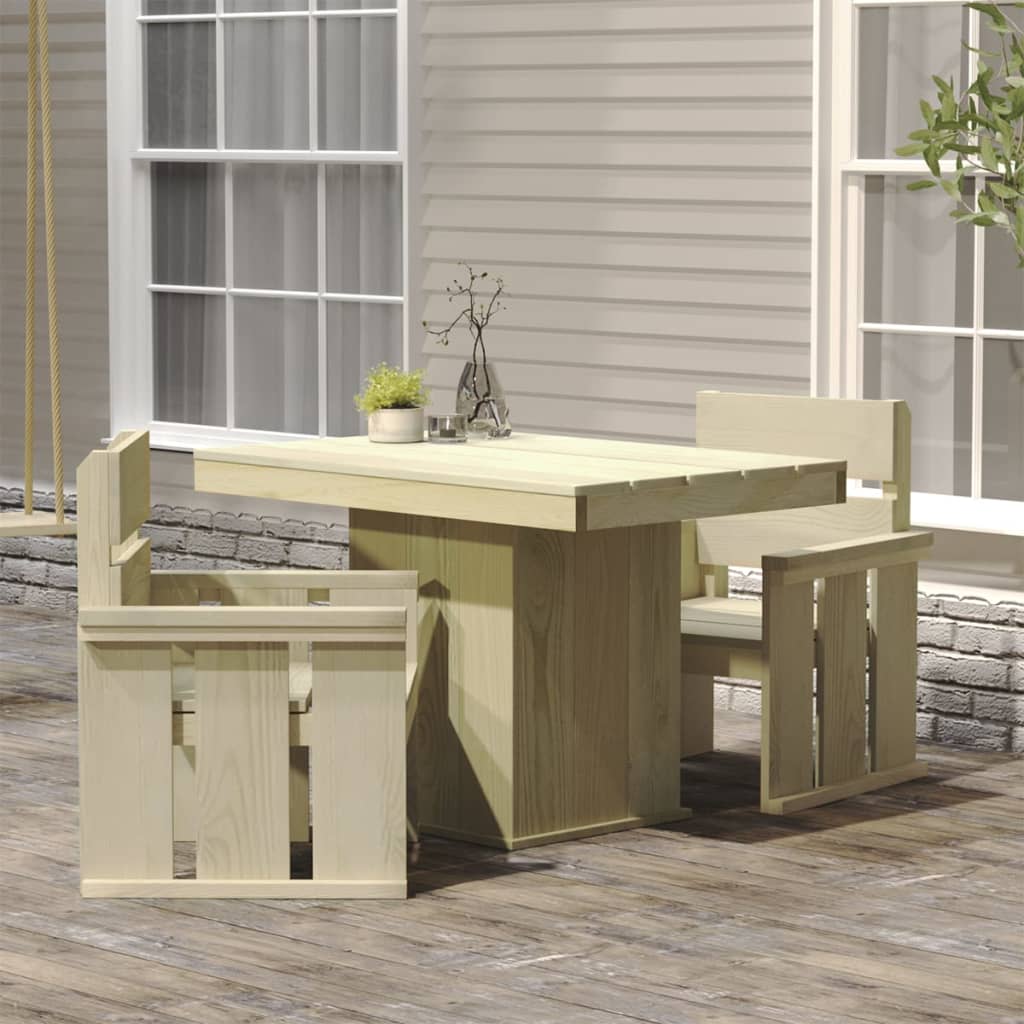 vidaXL 3 Piece Garden Dining Set Impregnated Pinewood