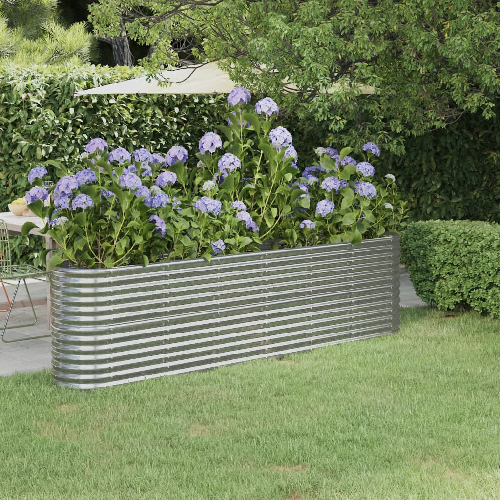vidaXL Garden Raised Bed Powder-coated Steel 260x40x68 cm Silver