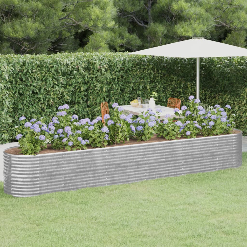 vidaXL Garden Raised Bed Powder-coated Steel 440x80x68 cm Silver
