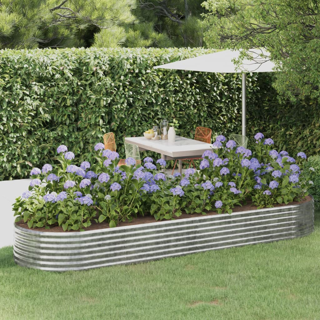 vidaXL Garden Raised Bed Powder-coated Steel 322x100x36 cm Silver