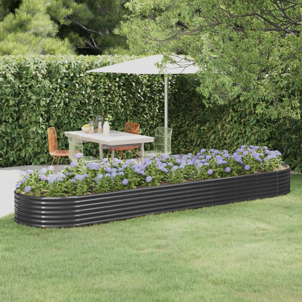 vidaXL Garden Raised Bed Powder-coated Steel 396x100x36 cm Anthracite