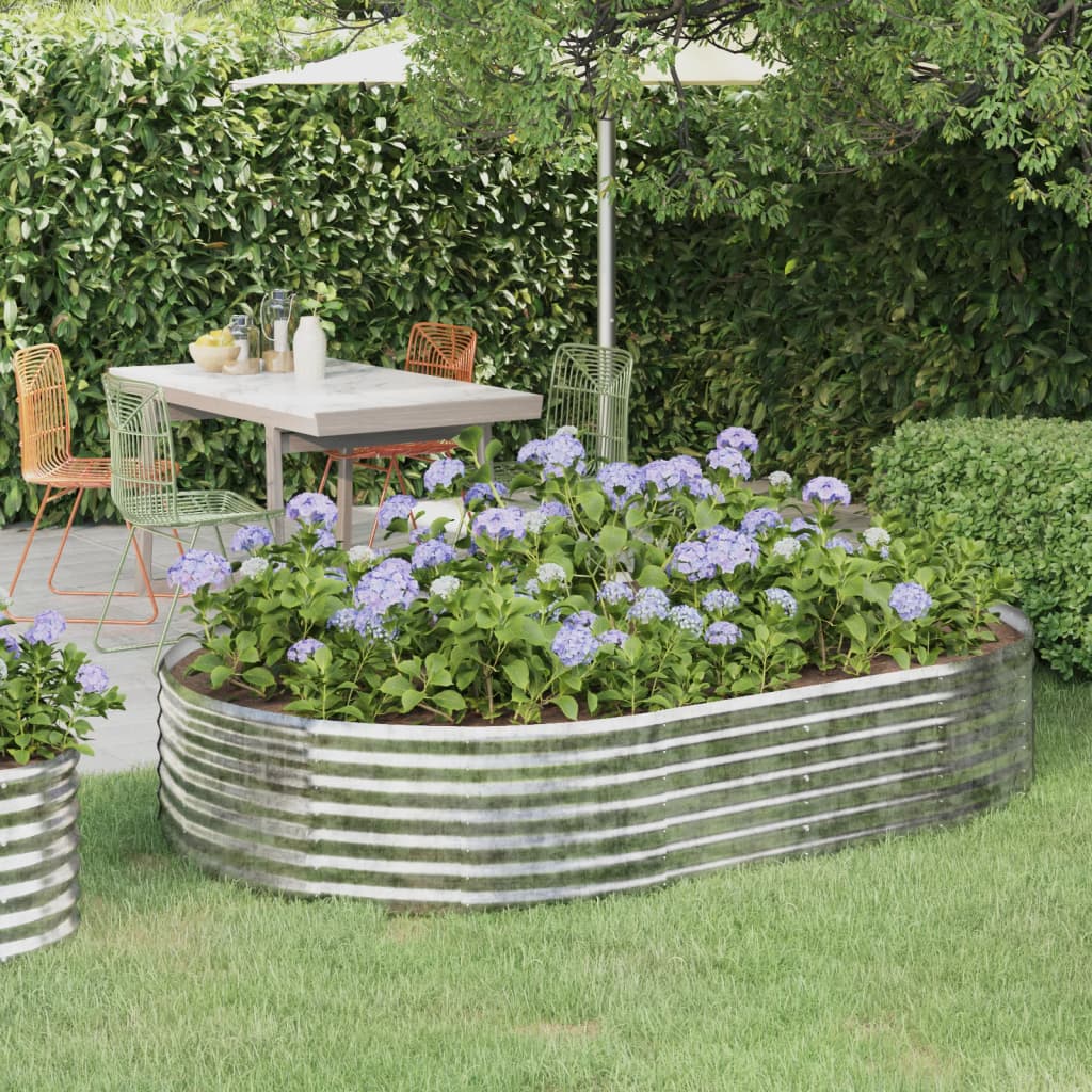 vidaXL Garden Raised Bed Powder-coated Steel 214x140x36 cm Silver