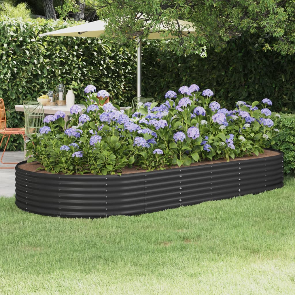 vidaXL Garden Raised Bed Powder-coated Steel 296x140x36 cm Anthracite