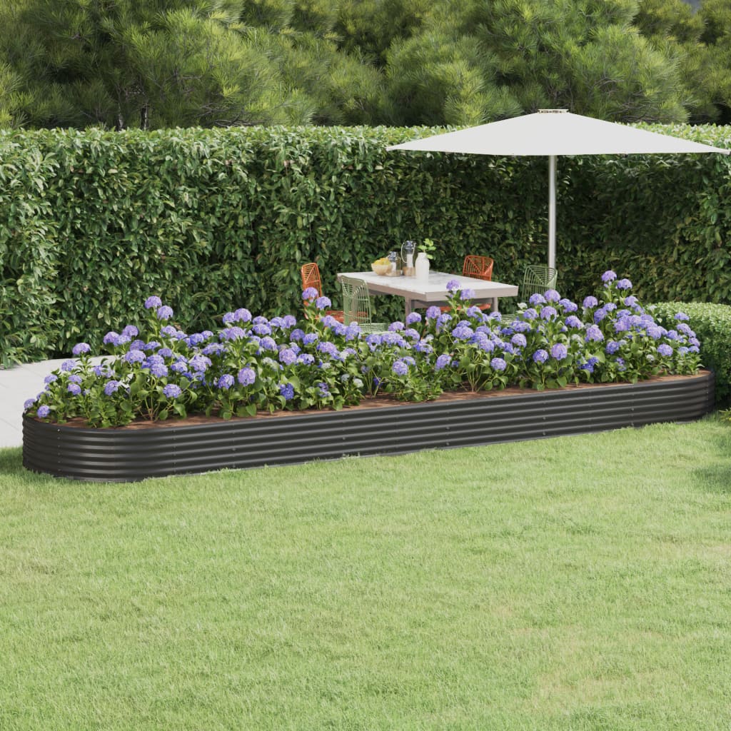vidaXL Garden Raised Bed Powder-coated Steel 523x140x36 cm Anthracite