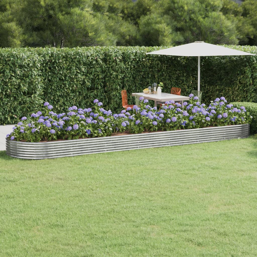 vidaXL Garden Raised Bed Powder-coated Steel 600x140x36 cm Silver