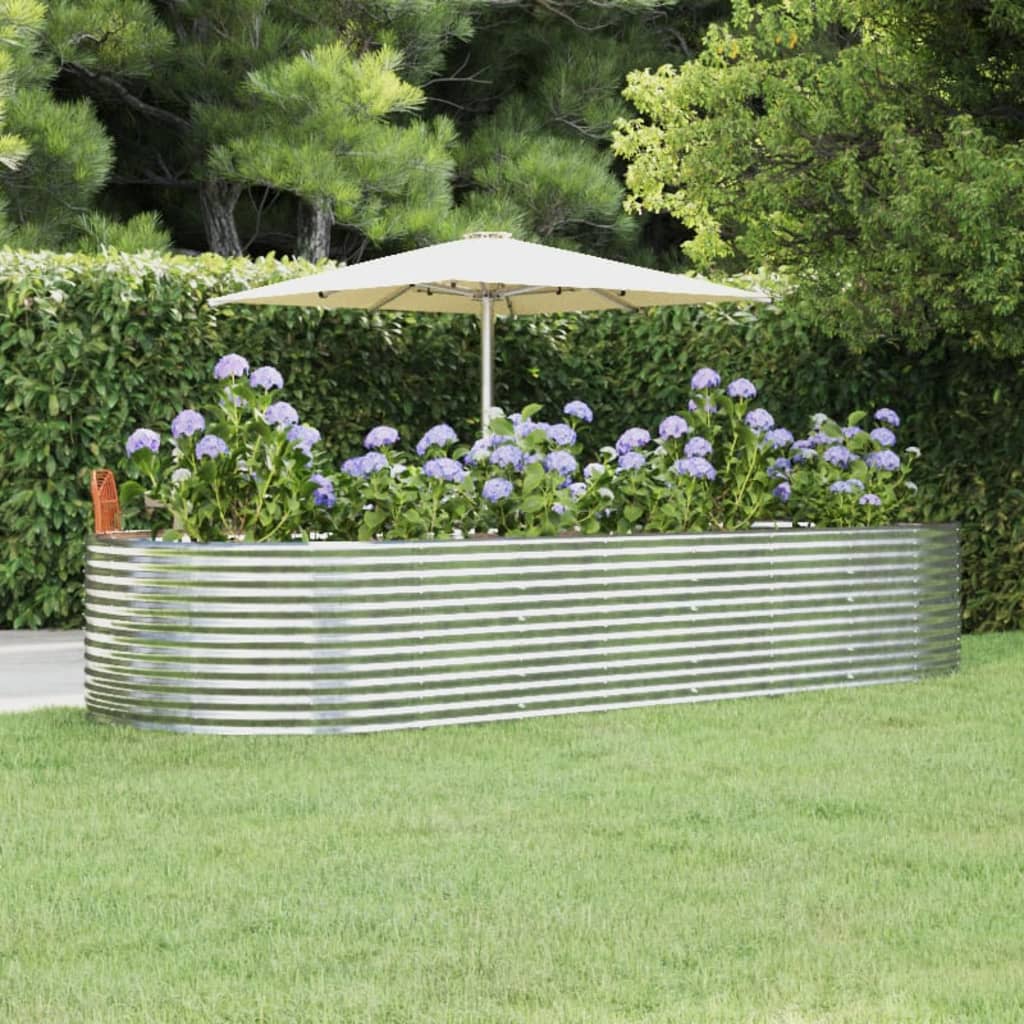 vidaXL Garden Raised Bed Silver 367x140x68 cm Powder-coated Steel